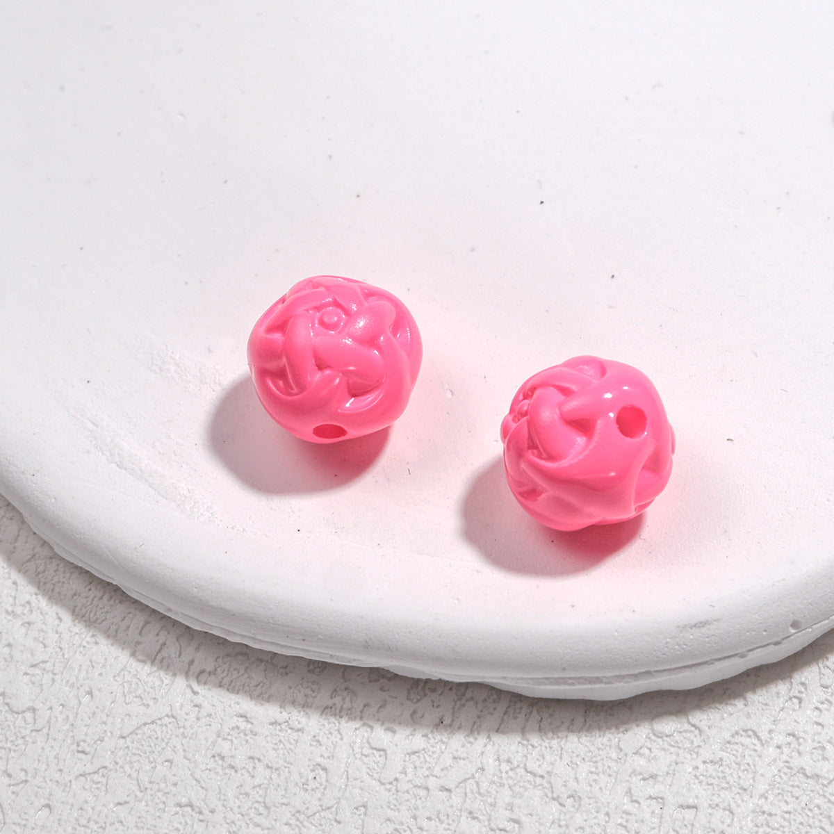 Painted Round Acrylic Beads 11mm Baked Glossy 50pcs 5