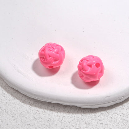 Painted Round Acrylic Beads 11mm Baked Glossy 50pcs 5