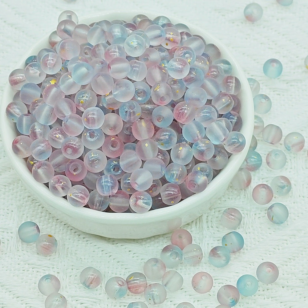 Frosted Round Glass Beads 6mm Colorful Speckled Matte Finish 50pcs 31