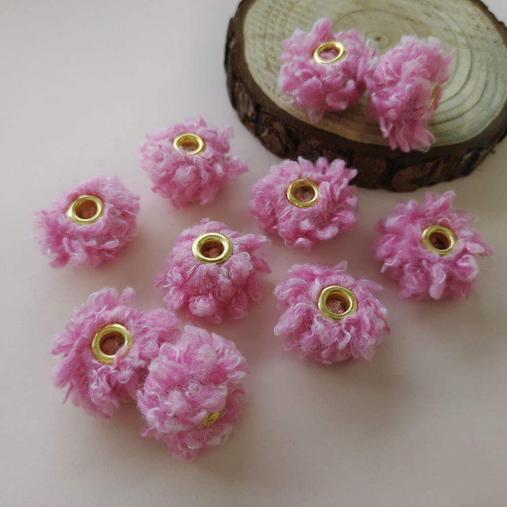 Fabric Fluffy Spacer Beads 15mm Two-Color Teddy 100pcs 17