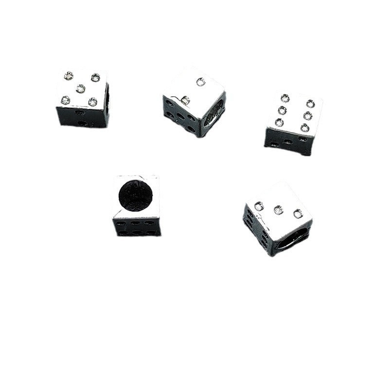Square Metal Beads 7mm Silver Dice Zinc Alloy 100pcs 4