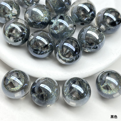 Shimmer Star Pattern Resin Round Beads 16mm Pink 10pcs 8