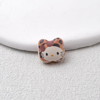 Leopard Print Hello KT Acrylic Beads 14mm Matte Finish 20pcs 11