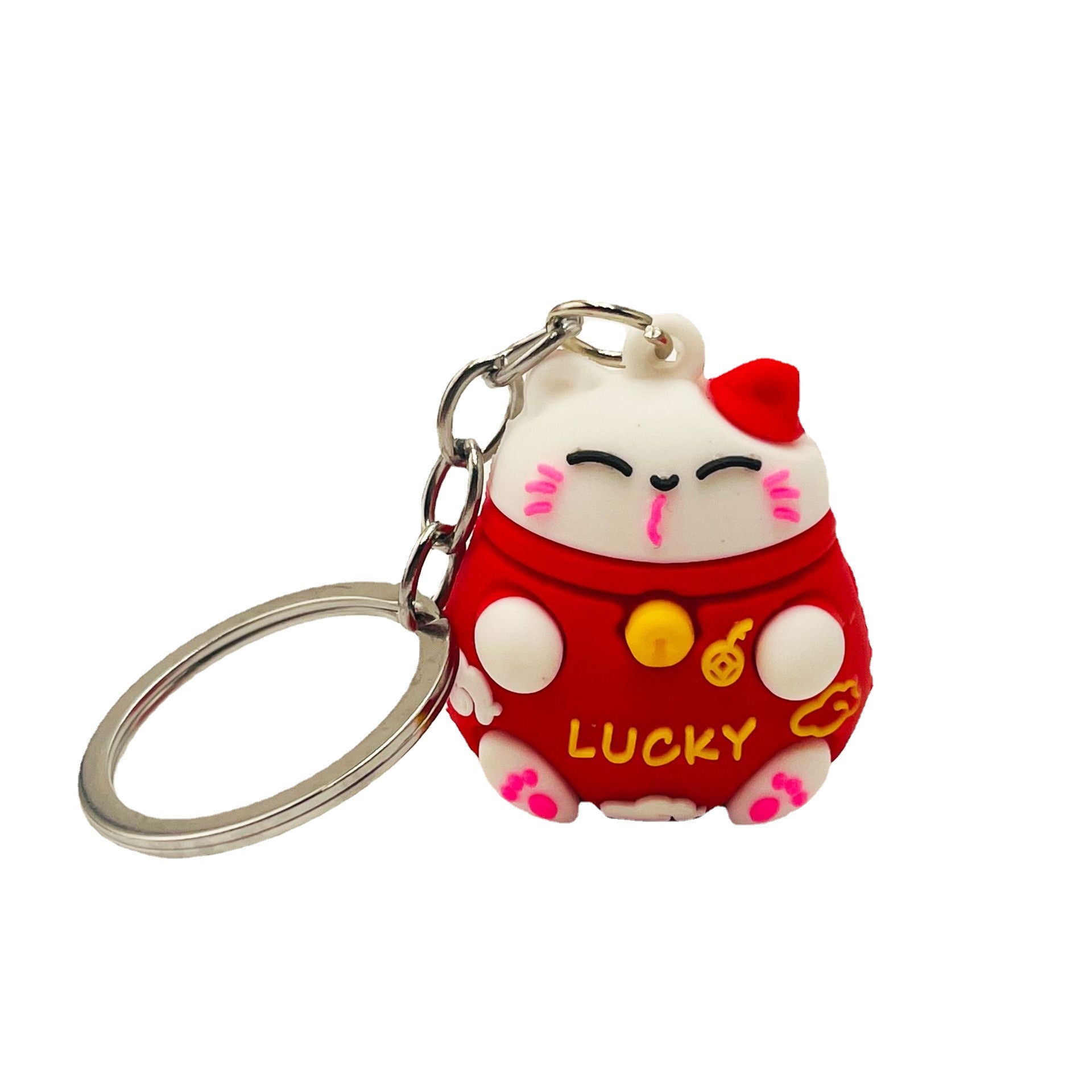 Soft Rubber Cat Maneki-Neko Keychain Lucky Charm Colorful 5