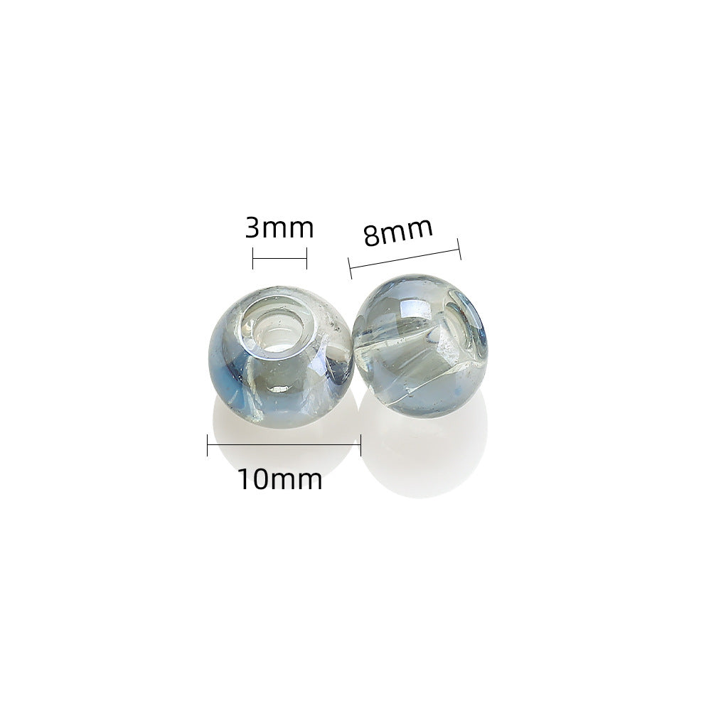 Electroplated Glass Beads 8 10mm Large Hole Rainbow Finish 50pcs 5