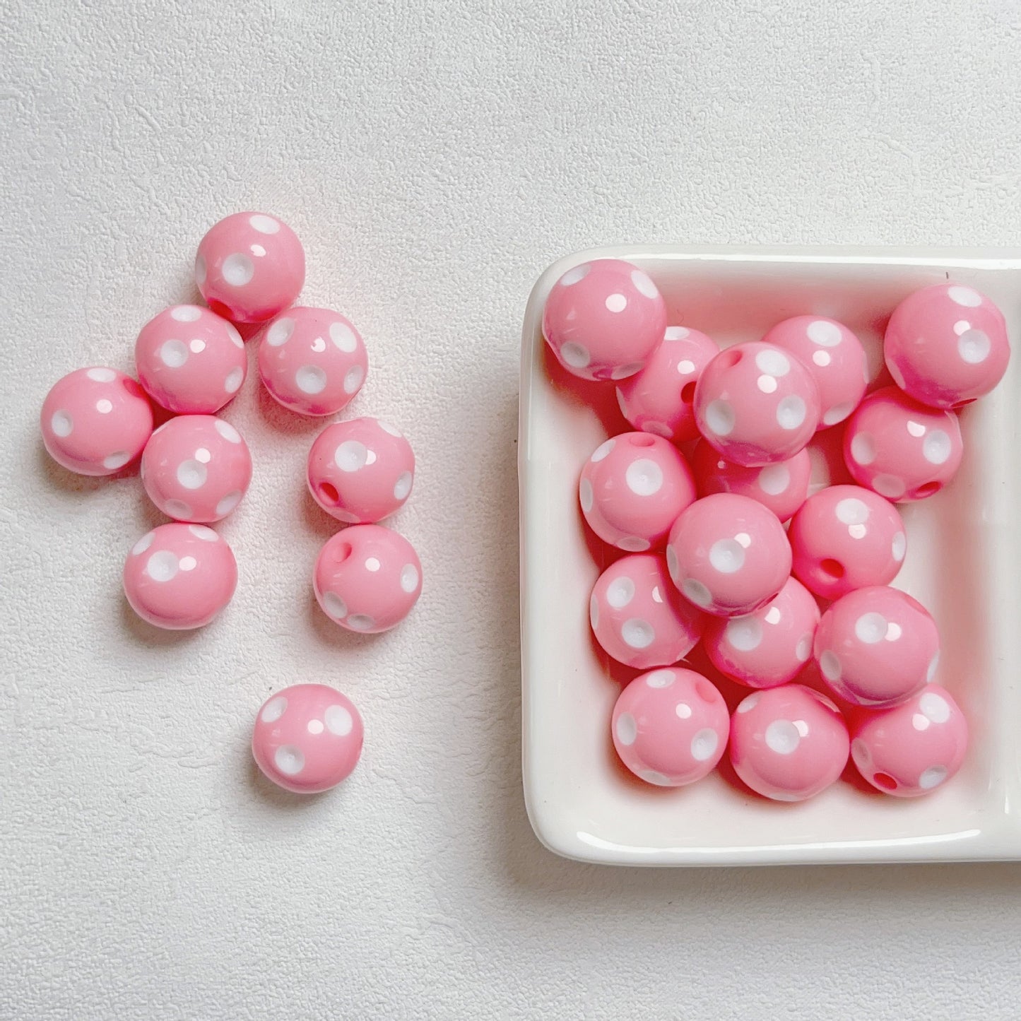 Bright Polka Dot Resin Beads 12mm Glossy Multicolor 20pcs 7