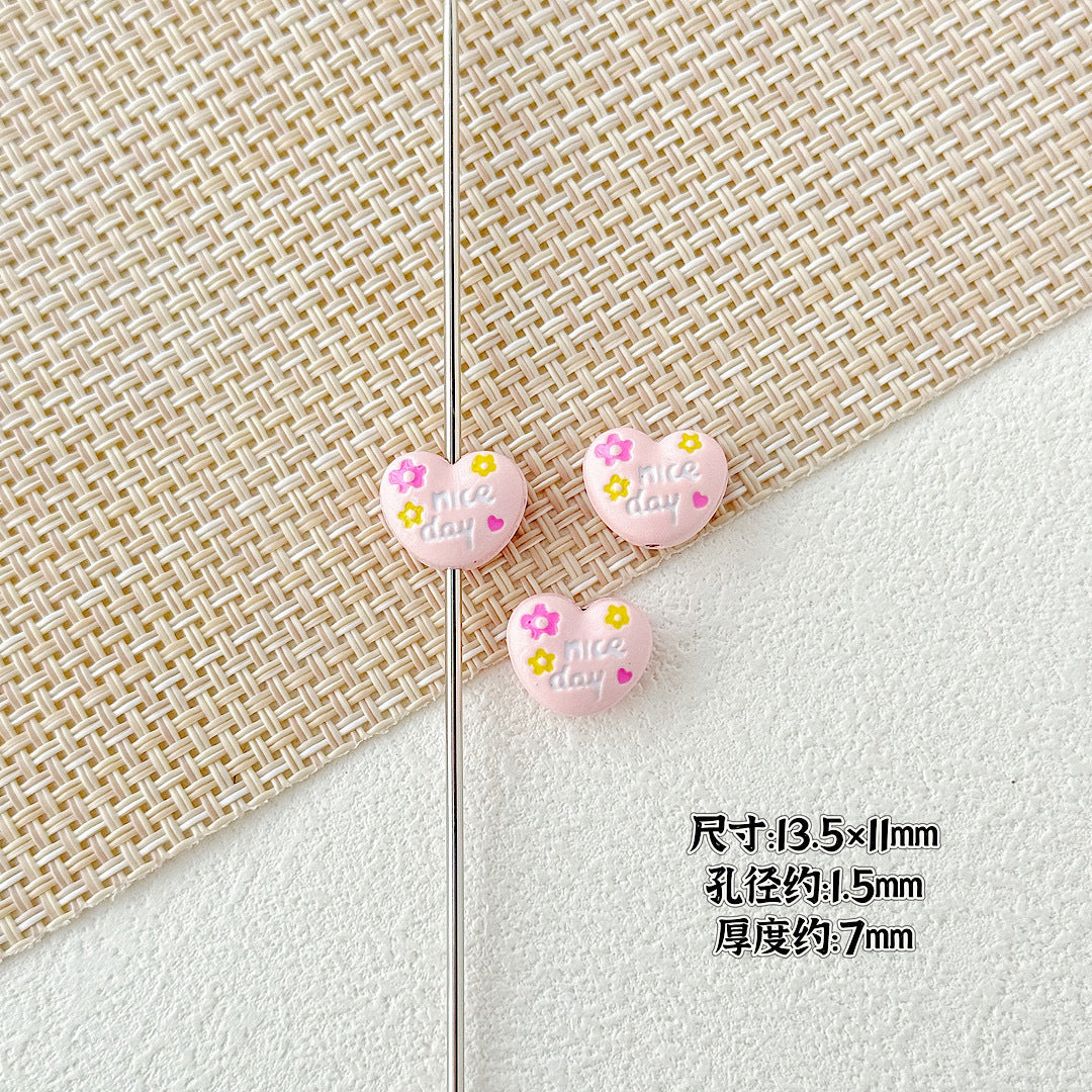 Double Sided Heart and Perfume Bottle Metal Beads 13/16mm Painted Alloy 10pcs 4
