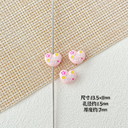 Double Sided Heart and Perfume Bottle Metal Beads 13/16mm Painted Alloy 10pcs 4