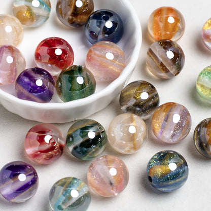 Glitter Cosmos Resin Beads 16mm Round Sparkle Mixed Colors 10pcs 2