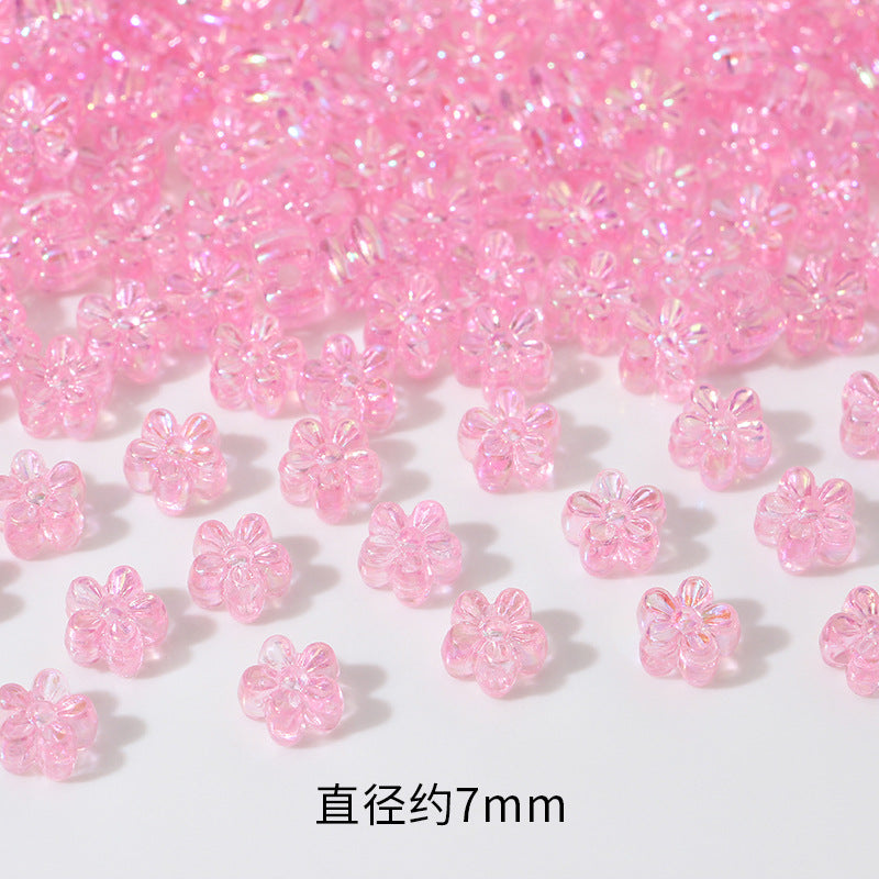 Plating AB Colored Floret Resin Beads 7mm Transparent 100pcs 6