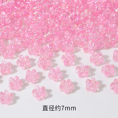 Plating AB Colored Floret Resin Beads 7mm Transparent 100pcs 6