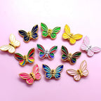 Tassel Butterfly Metal Beads 20mm Enamel Painted Zinc Alloy 20pcs