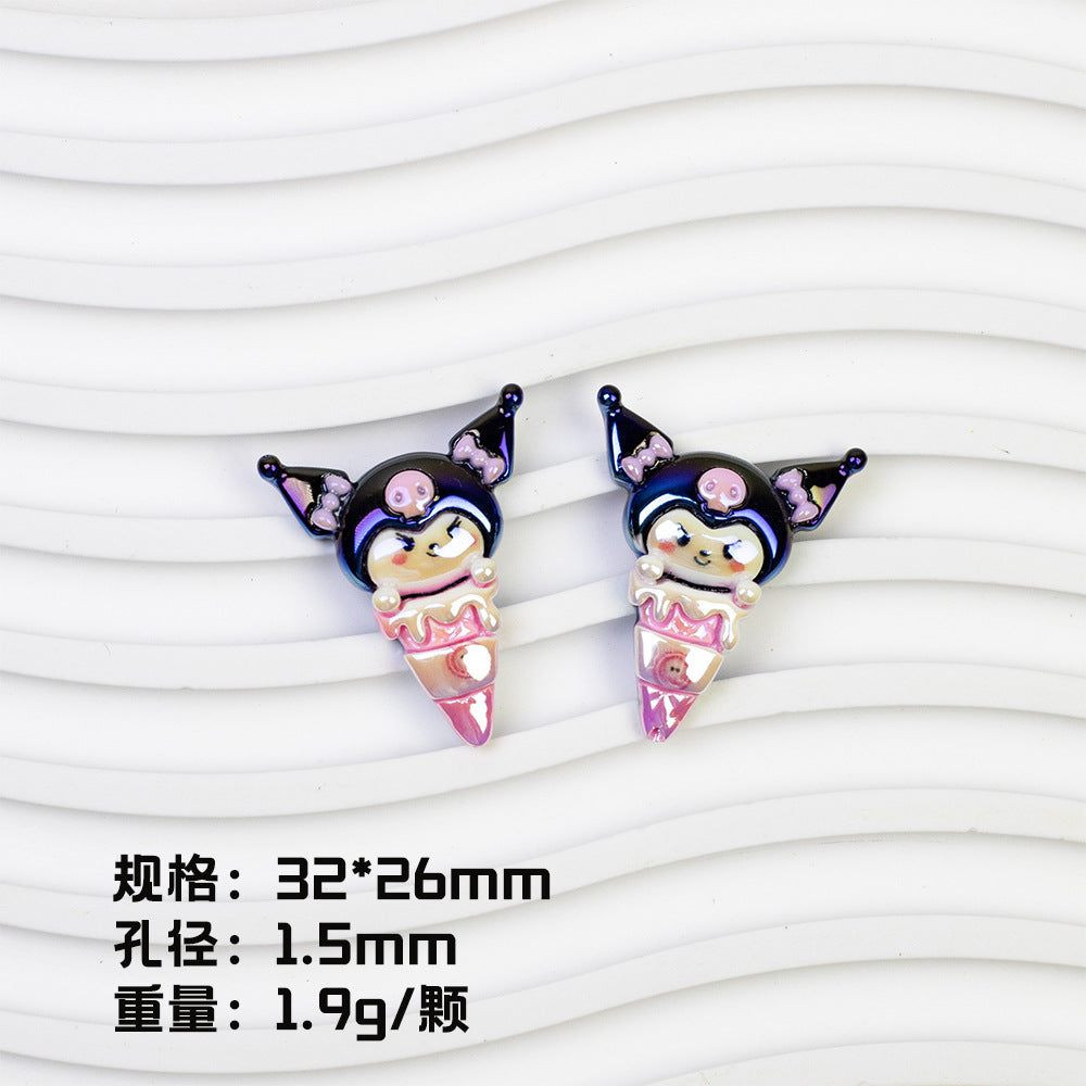 Ice Cream Character Resin Beads Glossy Pastel Colors 20pcs 6