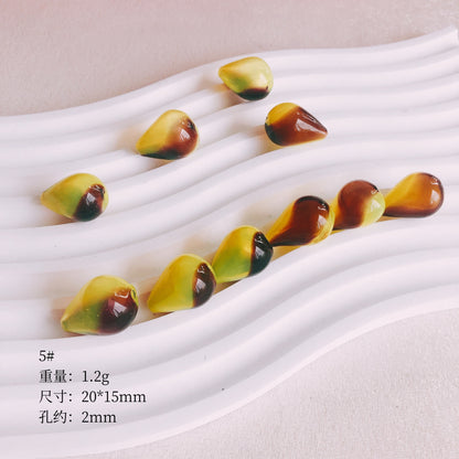 Vintage Spiral Pattern Teardrop Blown Glass Beads 19-25mm 3pcs 10