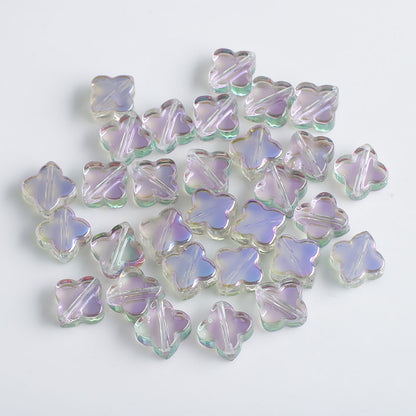 Electroplated Clover Glass Beads 10mm Metallic Colors 30pcs 14
