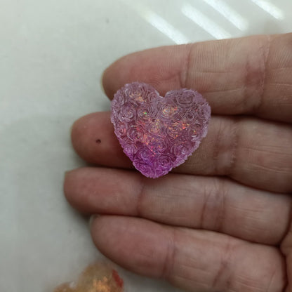 Gradient Floral Heart Acrylic Beads 25mm Pastel Colors 50pcs 3