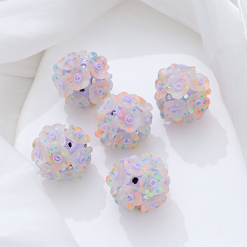 Floral Bubblegum Beads 20mm Glow In The Dark Matte Flower Ball 5pcs 13
