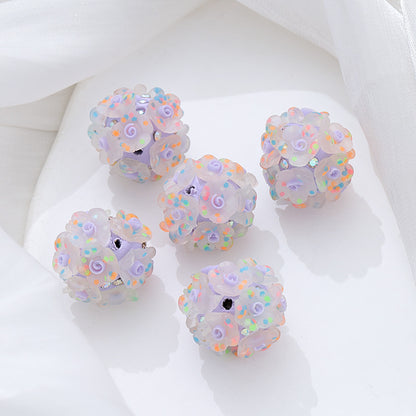 Floral Bubblegum Beads 20mm Glow In The Dark Matte Flower Ball 5pcs 13