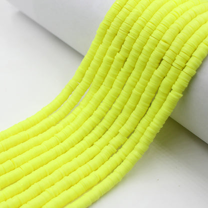 Flat Clay Beads 6mm Solid Color Smooth Polymer Disc 10strands 8