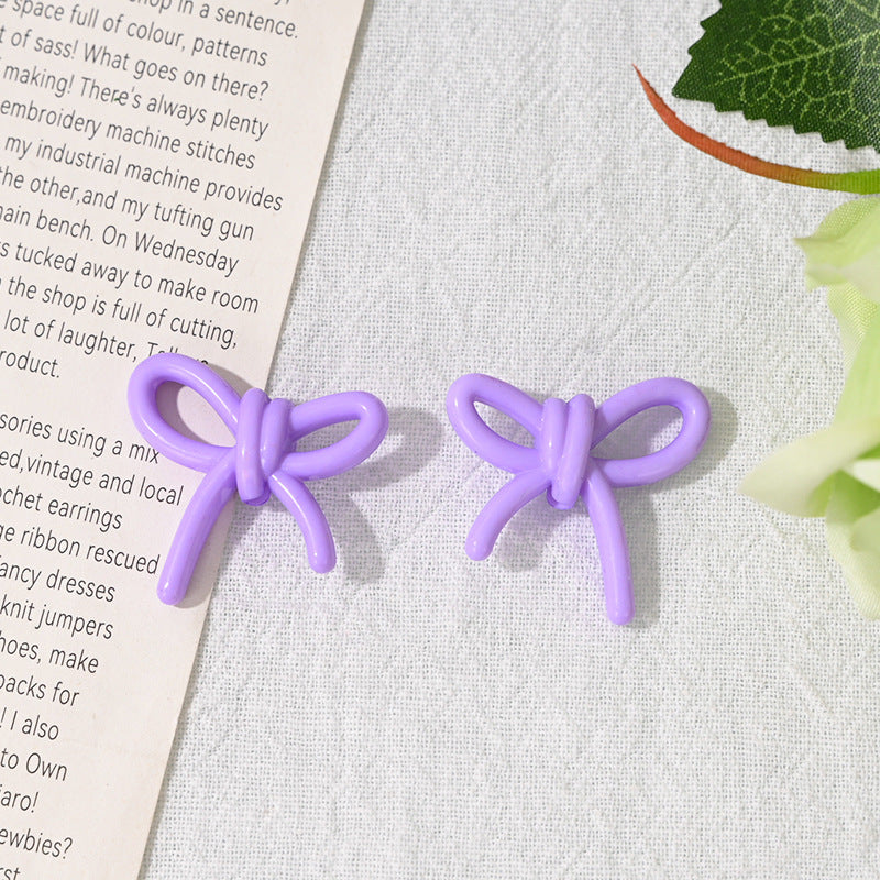 Colorful Hollow Bow Acrylic Beads 27mm Mixed Colors 100pcs 15