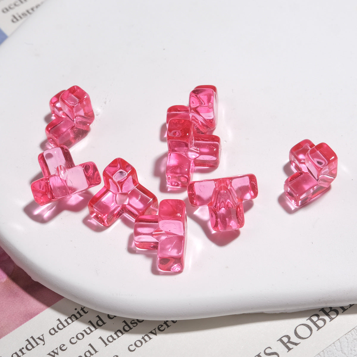 Transparent Square Acrylic Beads 9mm Tetras Colorful 30pcs 11