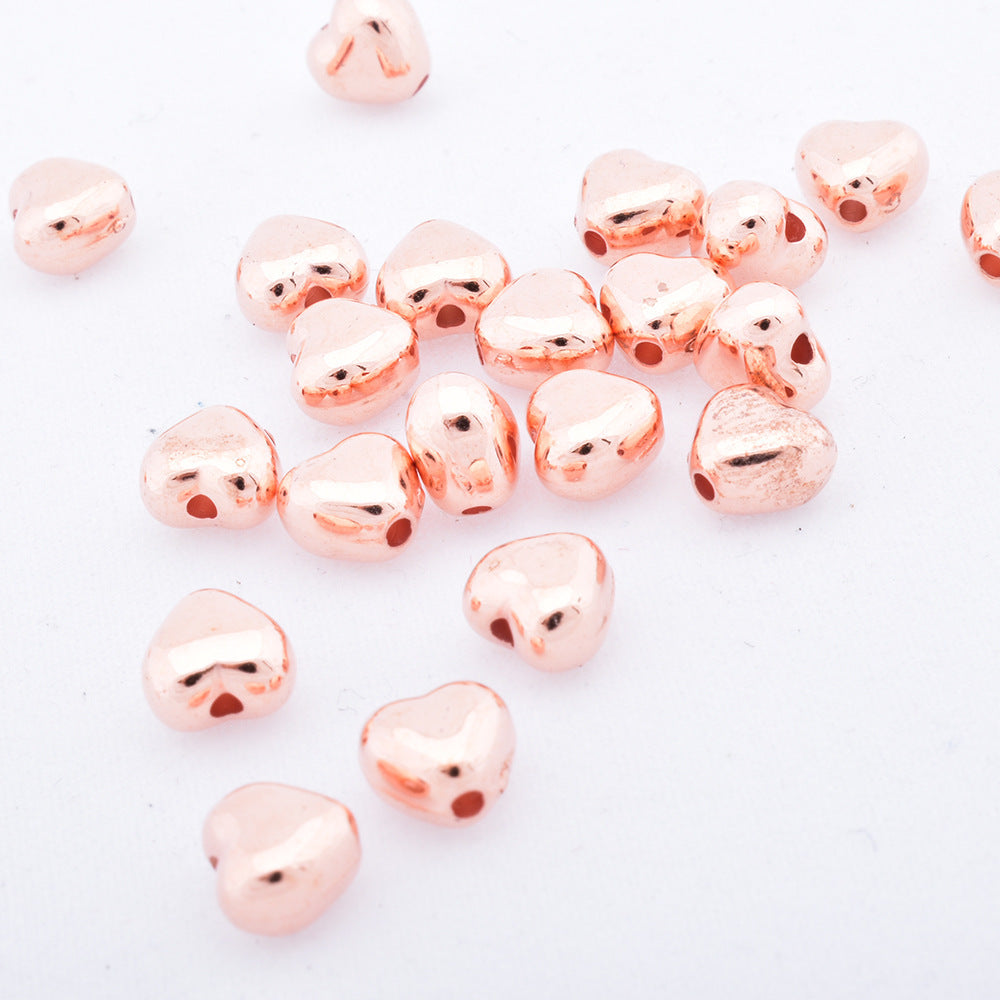 Chunky Heart Acrylic Beads 6mm Glossy KC Gold CCB Plastic 200pcs 4