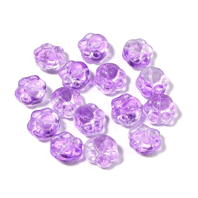 Bear Paw Transparent Glass Beads 14x15mm Assorted Colors 20pcs 13