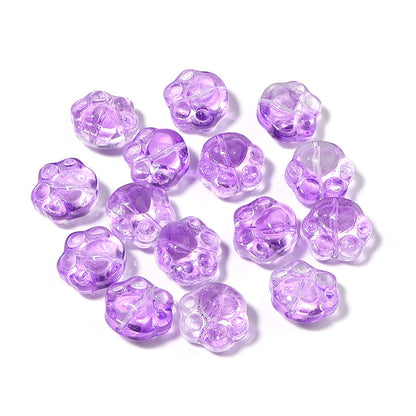 Bear Paw Transparent Glass Beads 14x15mm Assorted Colors 20pcs 13