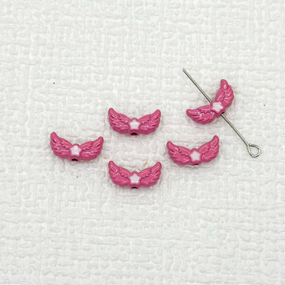Angel Wing Metal Beads 14mm Painted Colorful Alloy 10pcs 16
