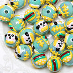 Hand Painted Acrylic Beads 16mm New Year Dog Faces 10pcs