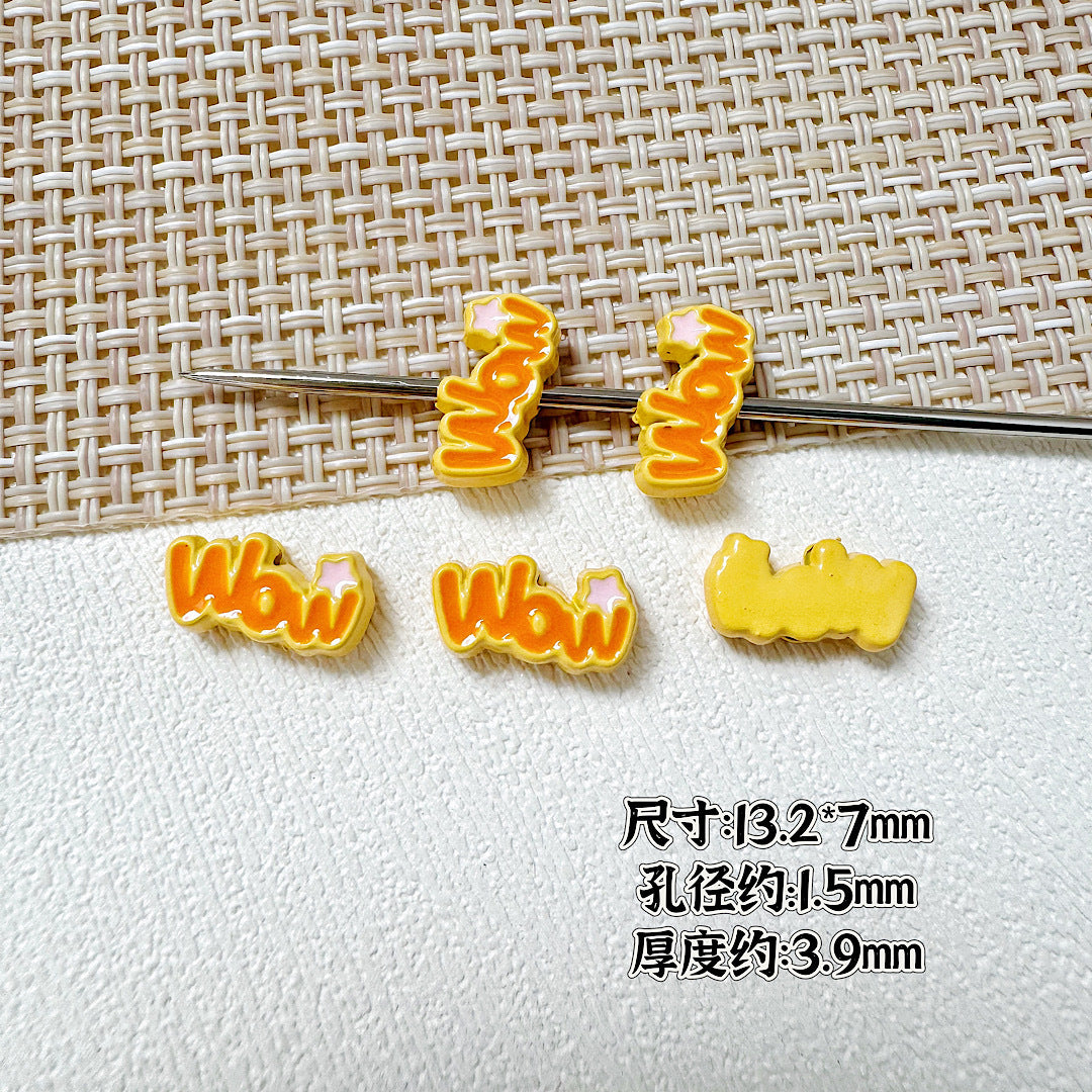 Baking Painted WOW&YES Metal Beads 13mm 15mm Colorful Alloy 20pcs 11