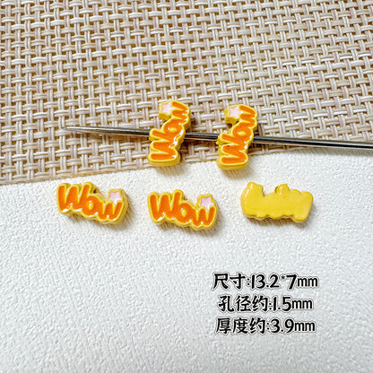 Baking Painted WOW&YES Metal Beads 13mm 15mm Colorful Alloy 20pcs 11