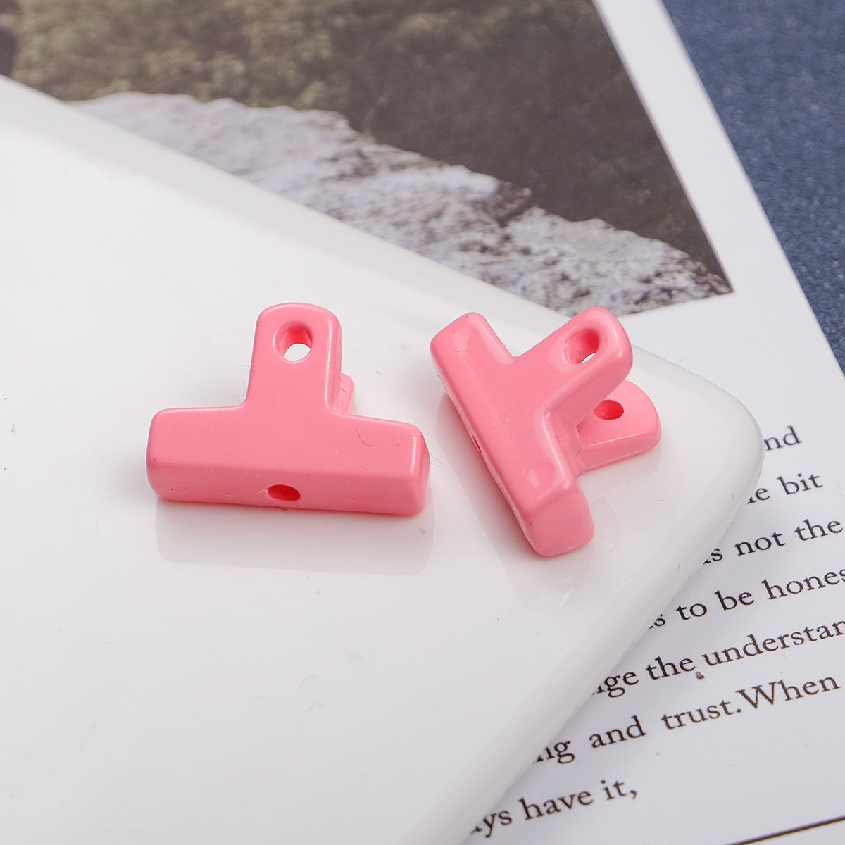 Painted Clip Acrylic Beads 20mm Baking Theme Colorful Glossy 100pcs 7