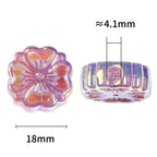 Plating Glitter Powder Cherry Blossom Acrylic Beads 18mm Pastel Mixed 50pcs 3