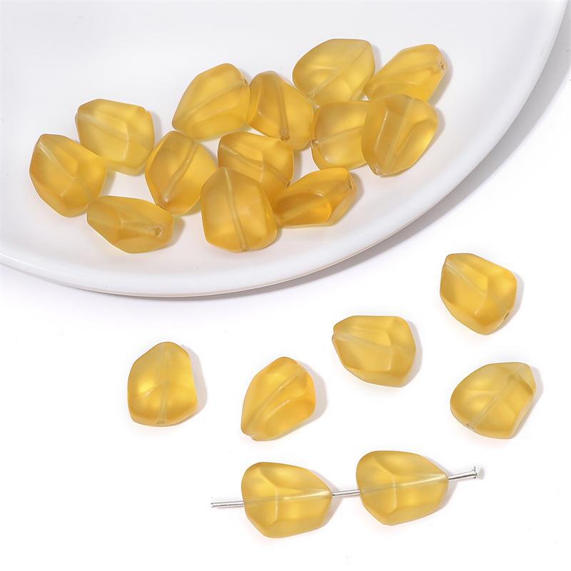 Frosted Irregular Cut Flat Stone Glass Beads 12x15mm Multicolor 10pcs 8