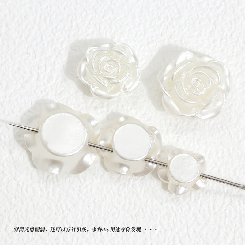 Pearl Imitation Camellia Acrylic Beads 10-18mm ABS Plastic 50pcs 3