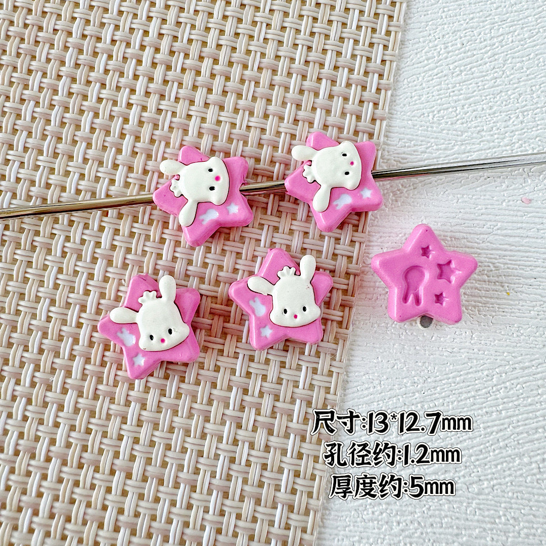 Star Shaped Metal Beads Adorable Painted Animals Glossy Alloy 10pcs 7