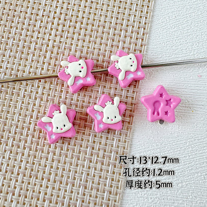 Star Shaped Metal Beads Adorable Painted Animals Glossy Alloy 10pcs 7