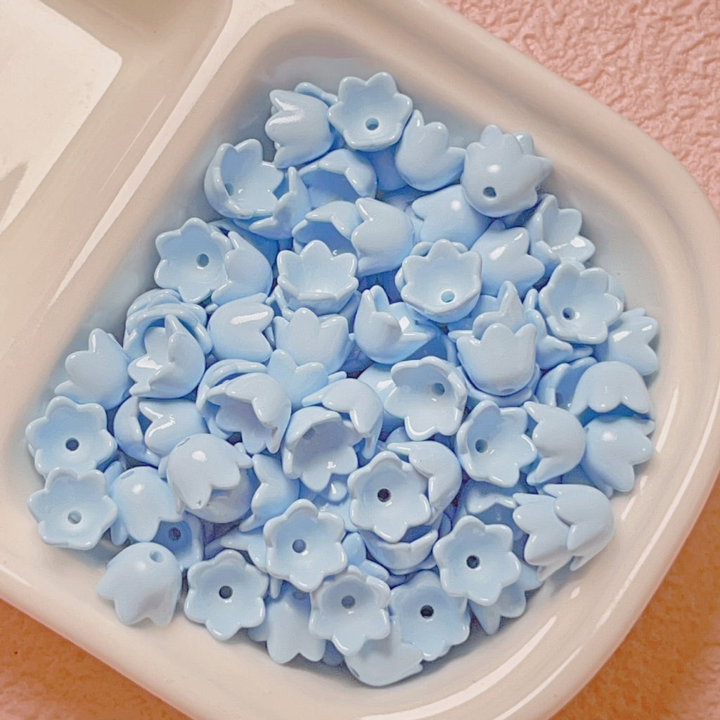 Painted Lily Acrylic Beads 9mm Dopamine Color Baked Finish 30pcs 6