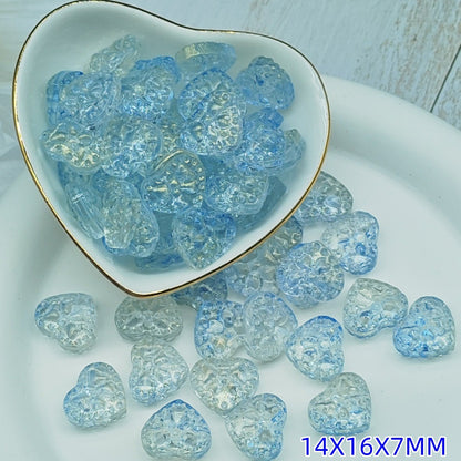 Transparent Bow Pattern Heart Glass Beads 14x16x7mm 25pcs 14