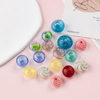 Hollow Spiral Striped Blown Glass Spacer Beads Colorful 4pcs 4