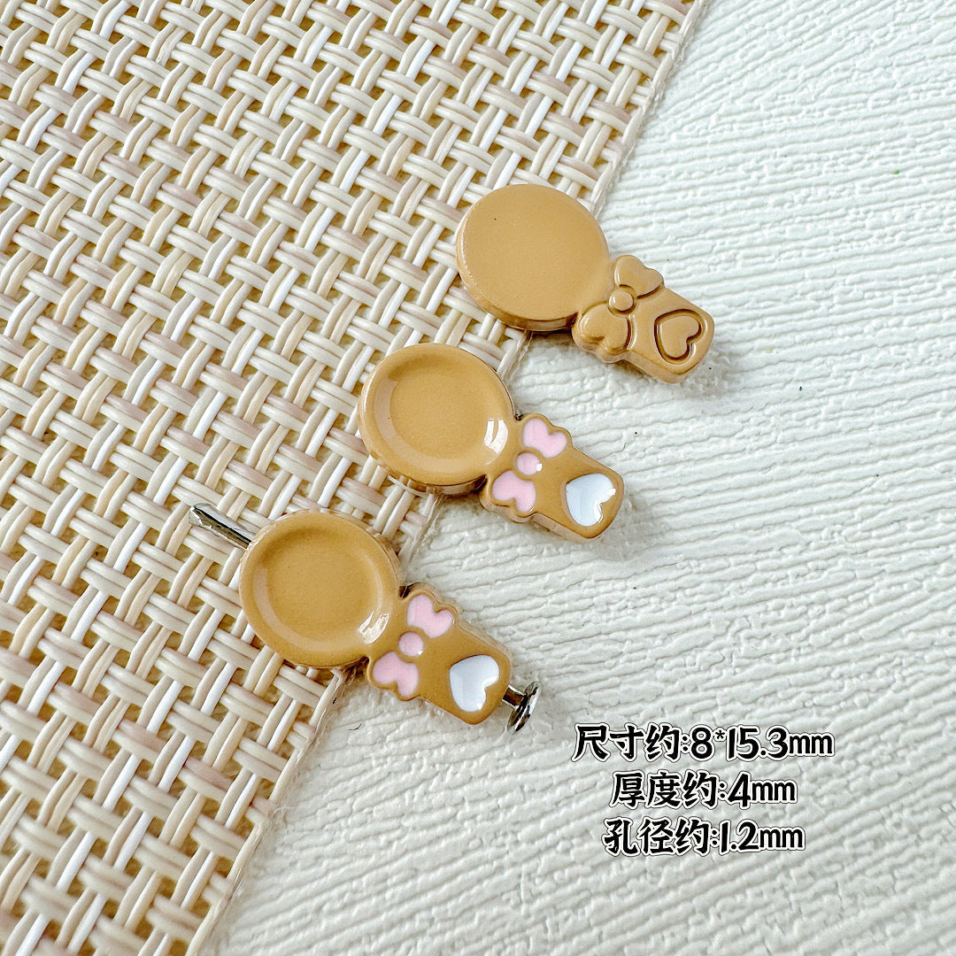 Spoon and Flower Metal Beads 15mm and 9mm Baking Painted 20pcs 13