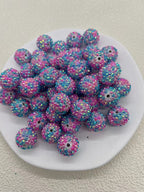 Rhinestone Bubblegum Beads 20mm Color-Mixing Resin Sparkle 50pcs 10