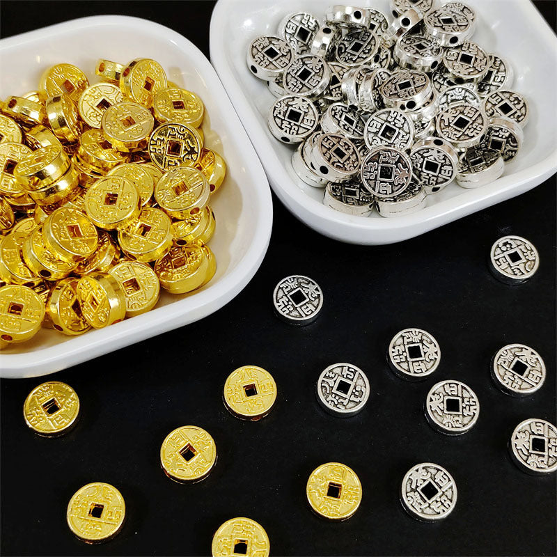 Flat Metal Beads 10mm Vintage Copper Coin with Square Hole 100pcs 2
