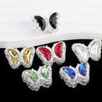 Butterfly Rhinestone Beads 28mm Colorful Silver Alloy 10pcs 2