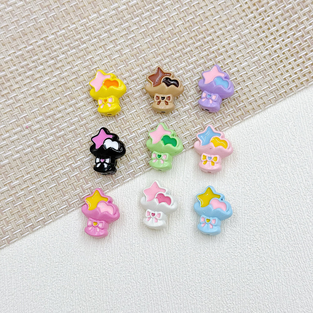 Bouquet and Heart Gift Box Metal Beads 13mm 16mm Pastel Painted 10pcs 12