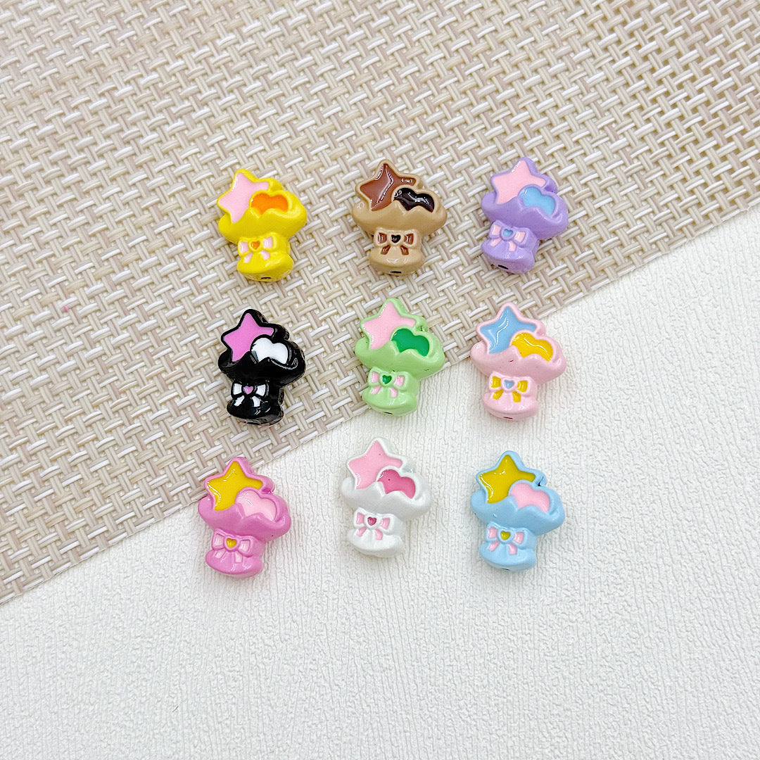 Bouquet and Heart Gift Box Metal Beads 13mm 16mm Pastel Painted 10pcs 12