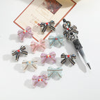 Lace Bow Rhinestone Beads 40mm Acrylic Multicolor 10pcs