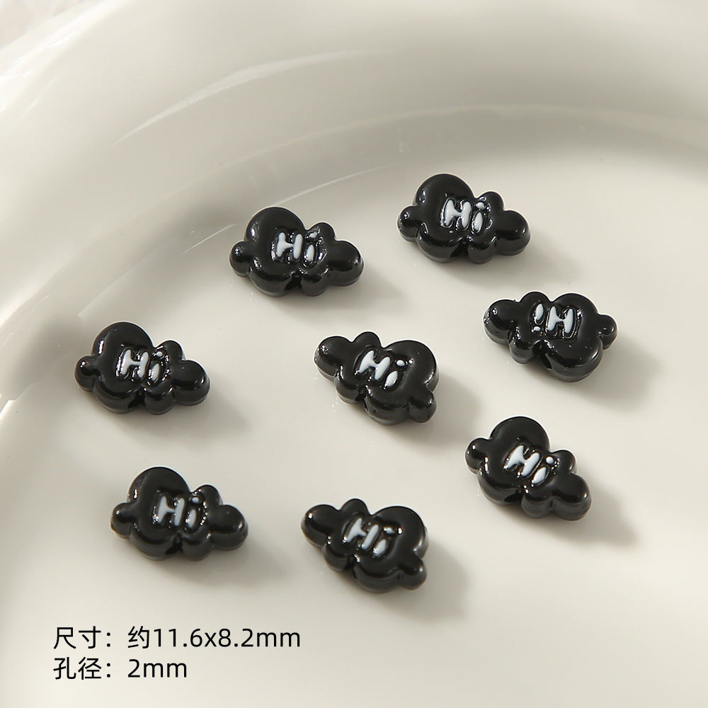Kitten Series Metal Beads Black and Pink Enamel Alloy 10pcs 16