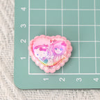 Plating Lace Heart Acrylic Beads 26mm Anime Character Double-Sided Printed 10pcs 3